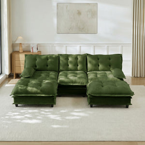 107" U Shaped Modern Sofa Modular Sectional Cloud Couch with Ottomans