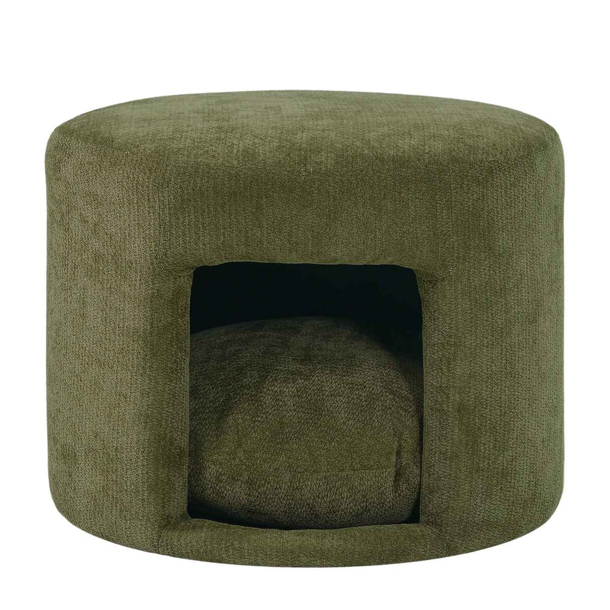 Green Pet Friendly Ottoman with Removable Pet Cushion and Hidden Pet Nook