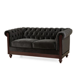 Chesterfield Loveseat Sofa, 2 Person Rolled Arm Upholstered Couch