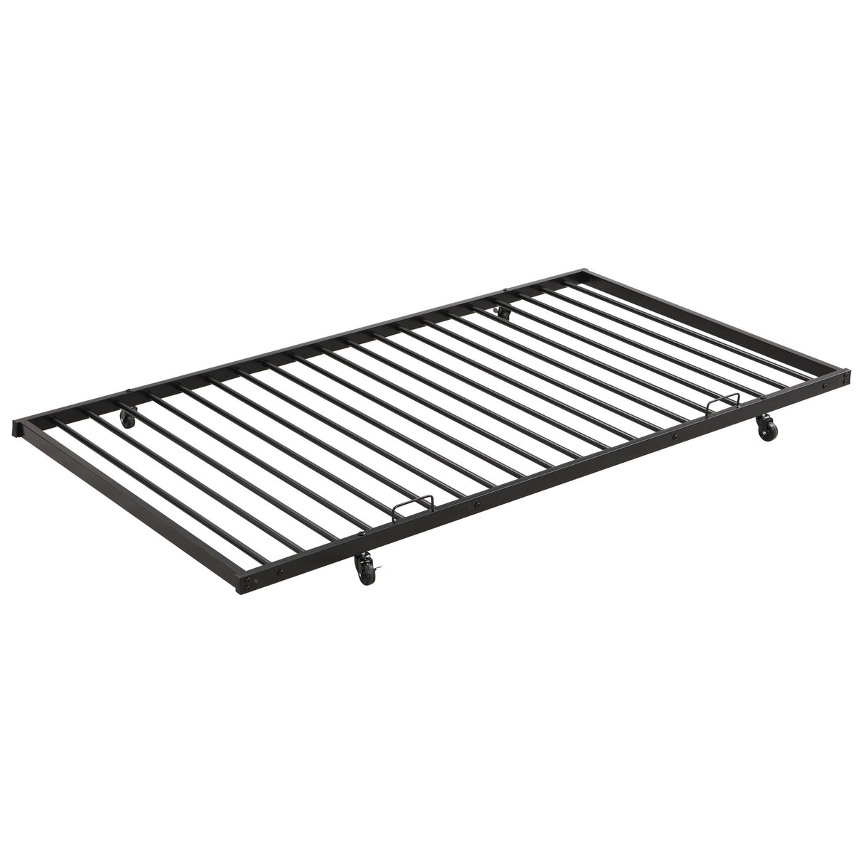 Full Over Full Modern Metal Bunk Bed With Trundle - Black