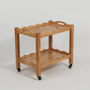 Solid Rubberwood Rolling Side Table
