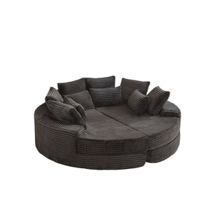 Round Oversized Sofa Bed With 5 Throw Pillows