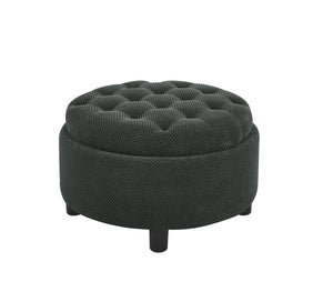 25 Inch Round Storage Ottoman with Tray
