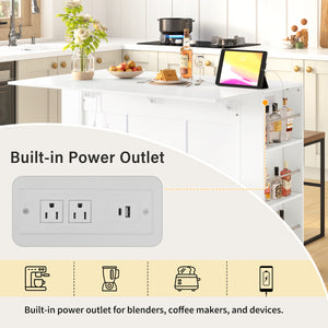 U-Style 47.2" Counter Height Table with Foldable Top & Power Outlet