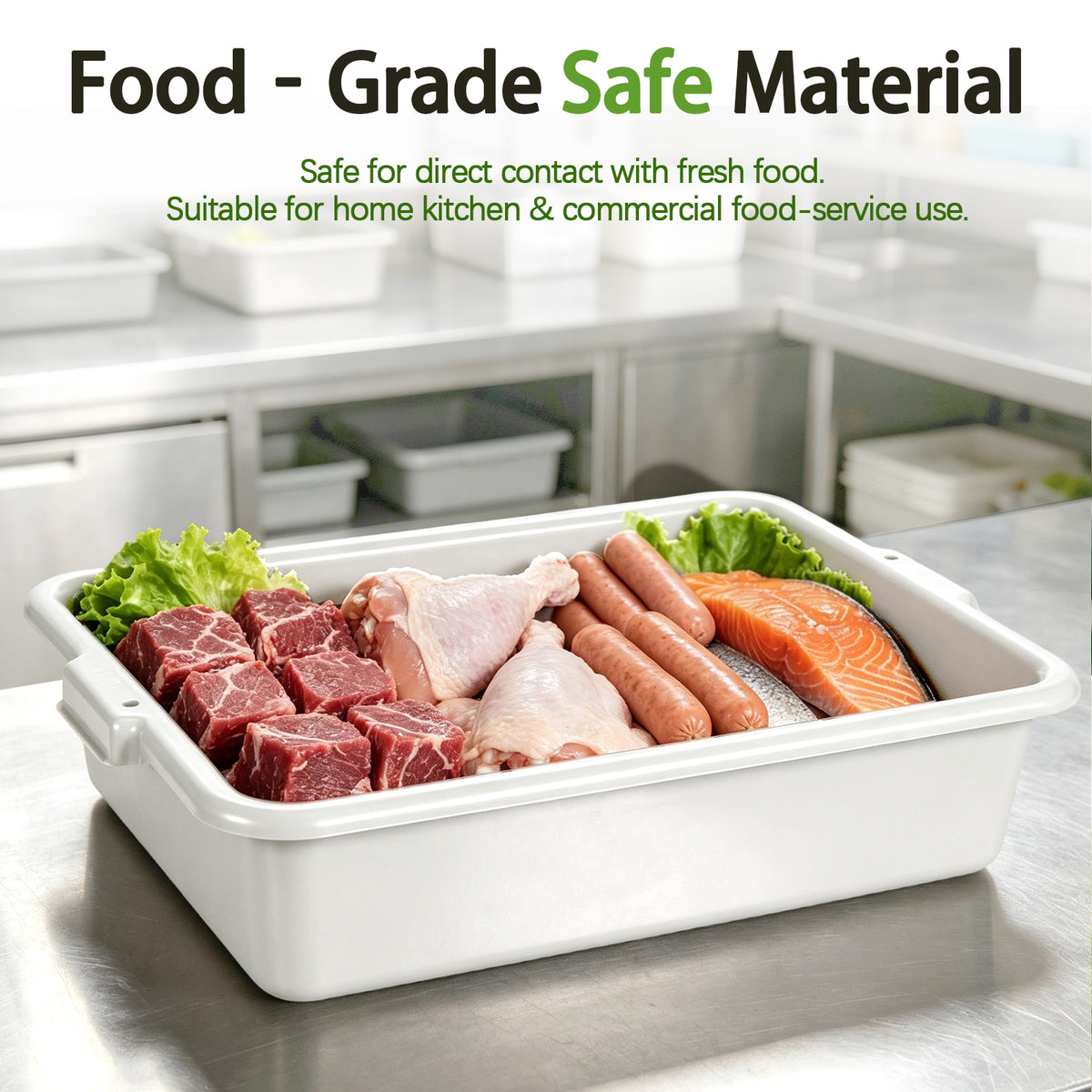 Commercial Meat Tubs with Lids - 6-Pack