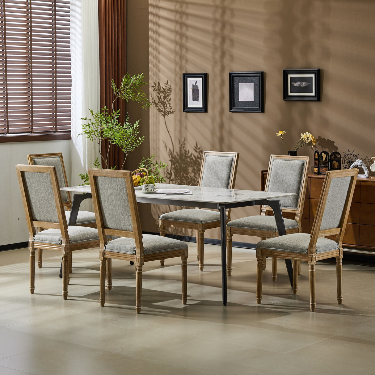 French Country Style Dining Chair With Upholstered Seating And Fluted Legs - Best Buy Furniture