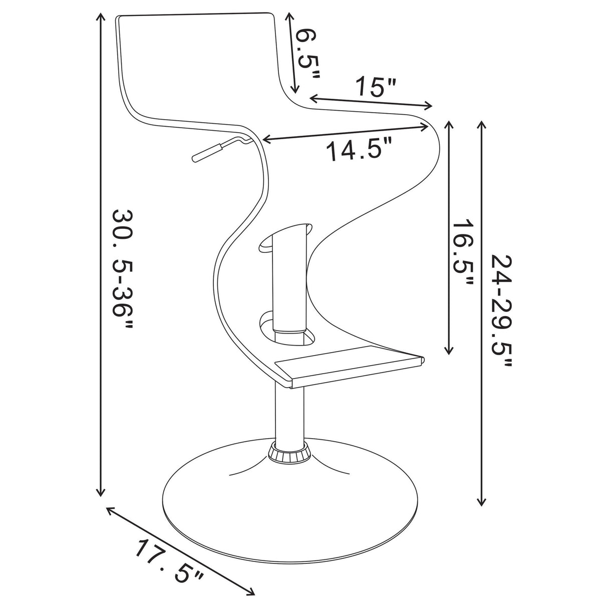 S-Shaped Adjustable Bar Stool - Brown