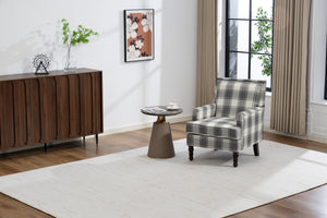 Upholstered Accent Chair, Vintage Armchair with Solid Wood Legs
