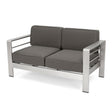 Outdoor Aluminum Loveseat With Cushion - Gray - Best Buy Furniture