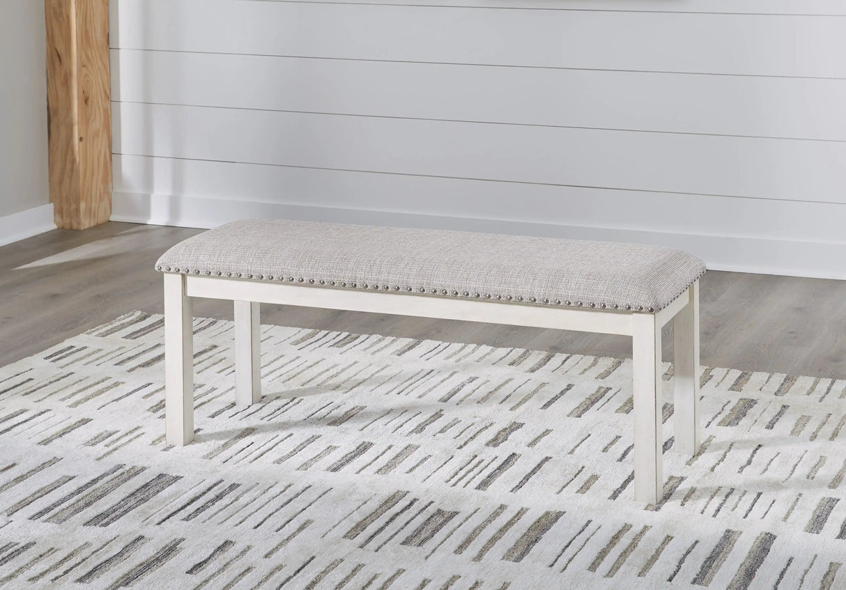 Robbinsdale - Large Upholstered Dining Room Bench - Antique White - Best Buy Furniture