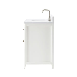 36 Inch Solid Wood Pre-Assembly Bathroom Vanity with US Power - White