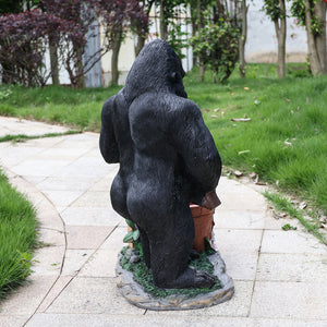 Outdoor Garden Sculpture Chimpanzees Flower Pot Planter