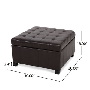 Upholstered Tufted PU Leather Storage Ottoman