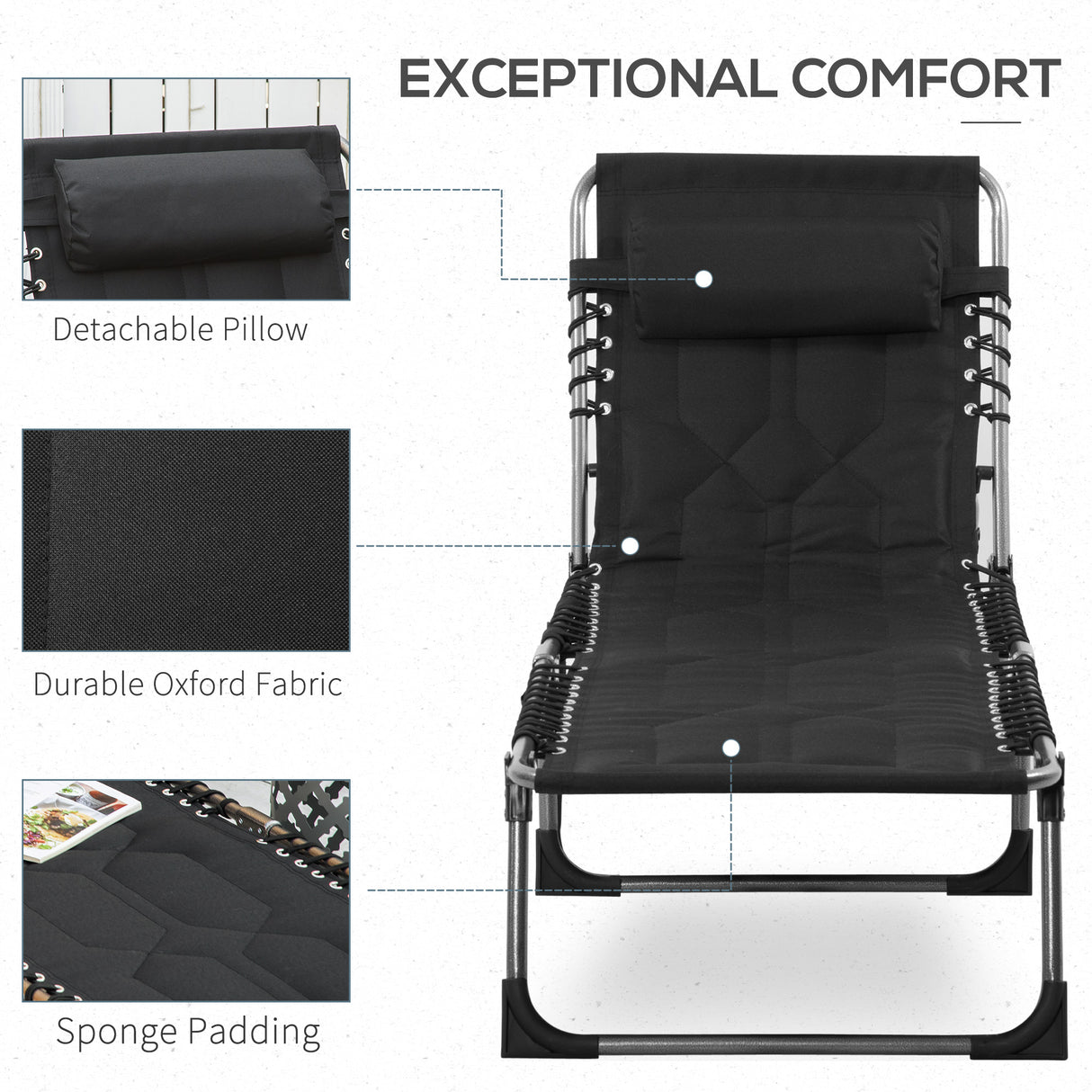 Outsunny Padded Folding Chaise Lounge Chair