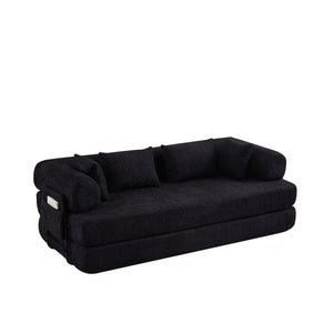 Convertible Sleeper Sofa Bed With Cylindrical Pillow