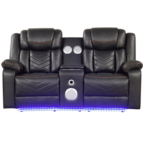 Challenger LED Power Recliner Loveseat With Console