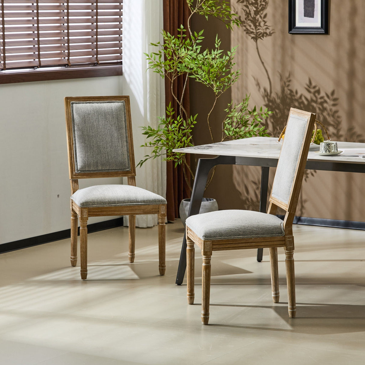 French Country Style Dining Chair With Upholstered Seating And Fluted Legs - Best Buy Furniture