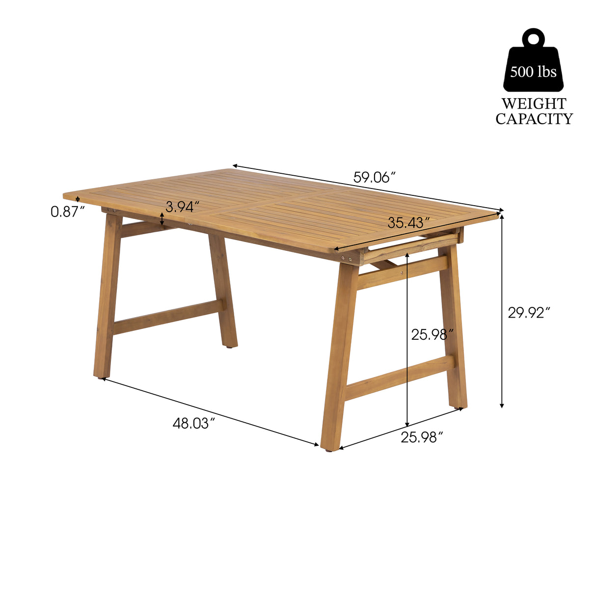 Extendable Acacia Wood Outdoor Dining Table