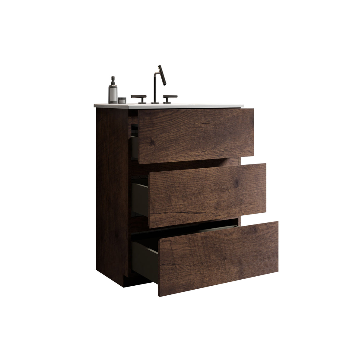 TIA 24-Inch Walnut Bathroom Vanity with Ceramic Sink, Walnut