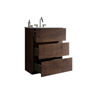 TIA 24-Inch Walnut Bathroom Vanity with Ceramic Sink, Walnut