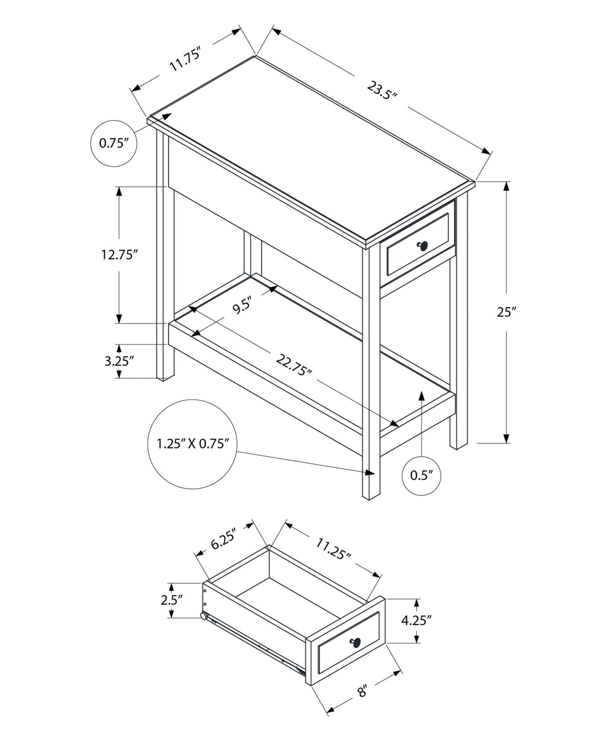 Accent End Table, 2 Tier, Storage Drawer, Transitional - Walnut - Best Buy Furniture