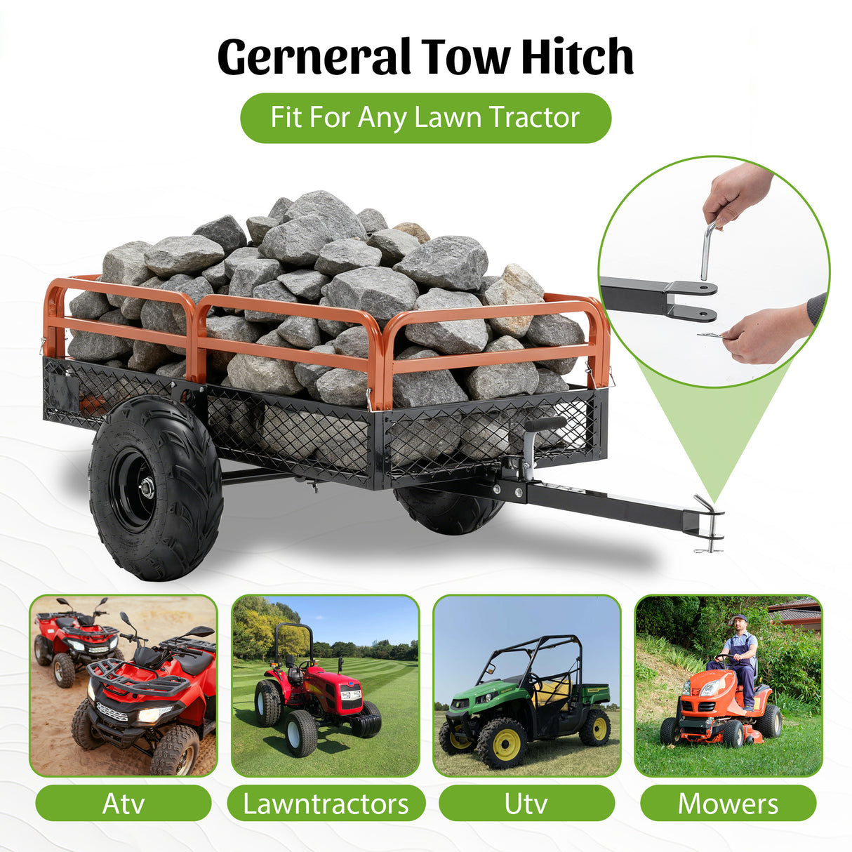 1500LBS Capacity 15 Cubic Feet Dump Cart Trailer