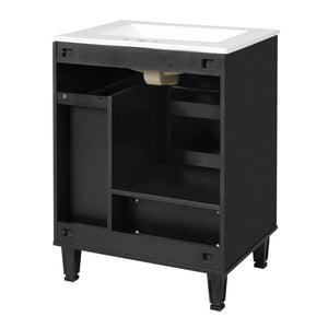 Bathroom Vanity With Sink, Deep Drawer, Door Shelf, 2 Tier Basket