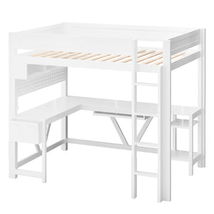 Gaming Loft Bed With Desk, Storage Shelves, LED And Charging Station