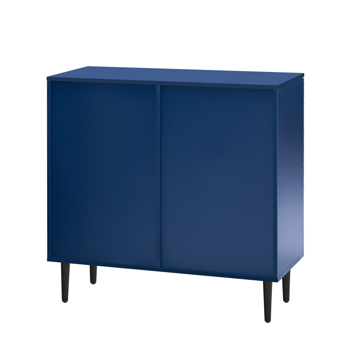 Side Cabinet With Adjustable Shelves And Geometric Door Panels - Navy Blue