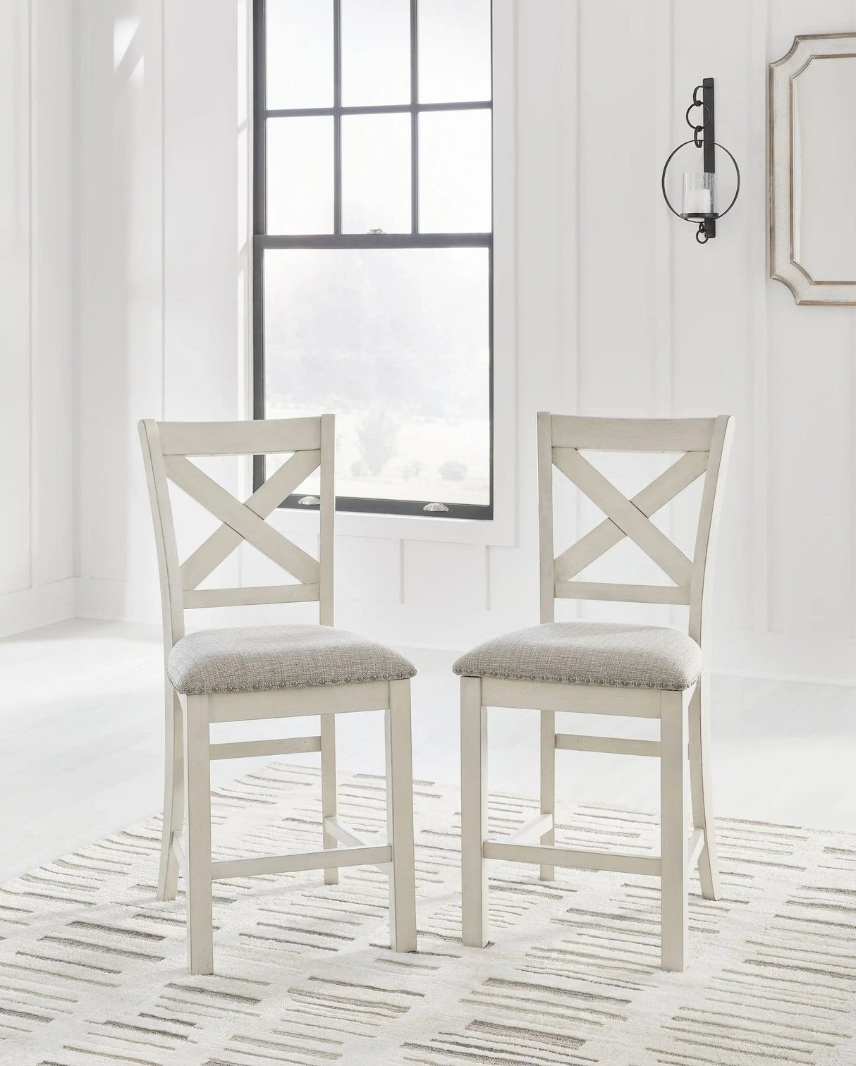 Robbinsdale - Upholstered Barstool (Set of 2) - Antique White - Best Buy Furniture