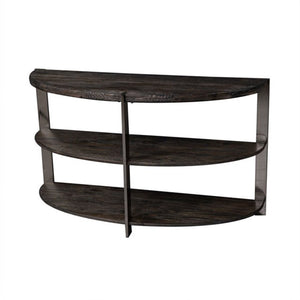 Kalne Console Table Half Moon Shape with 2 Open Shelves