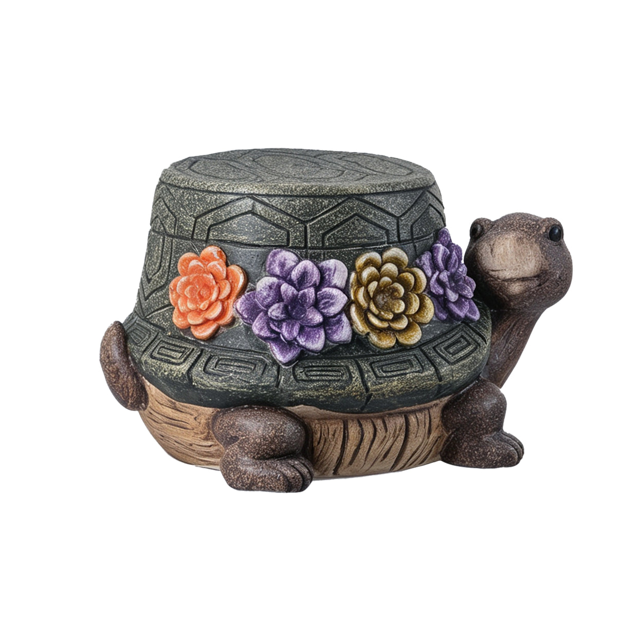 Turtle Garden Statue Stool with Whimsical Design - Multi-Color