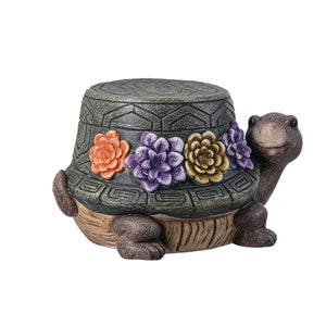 Turtle Garden Statue Stool with Whimsical Design - Multi-Color