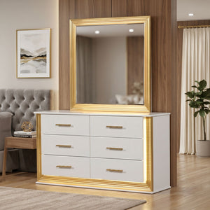 Obsession - 6 Drawer LED Dresser - White