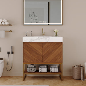 29.9" Modern Free-standing Bathroom Vanity with Ceramic Sink