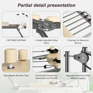 Foldable Pilates Reformer Machine for Home Gym