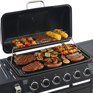 6 Burner Propane Gas BBQ Grill with Side Burner