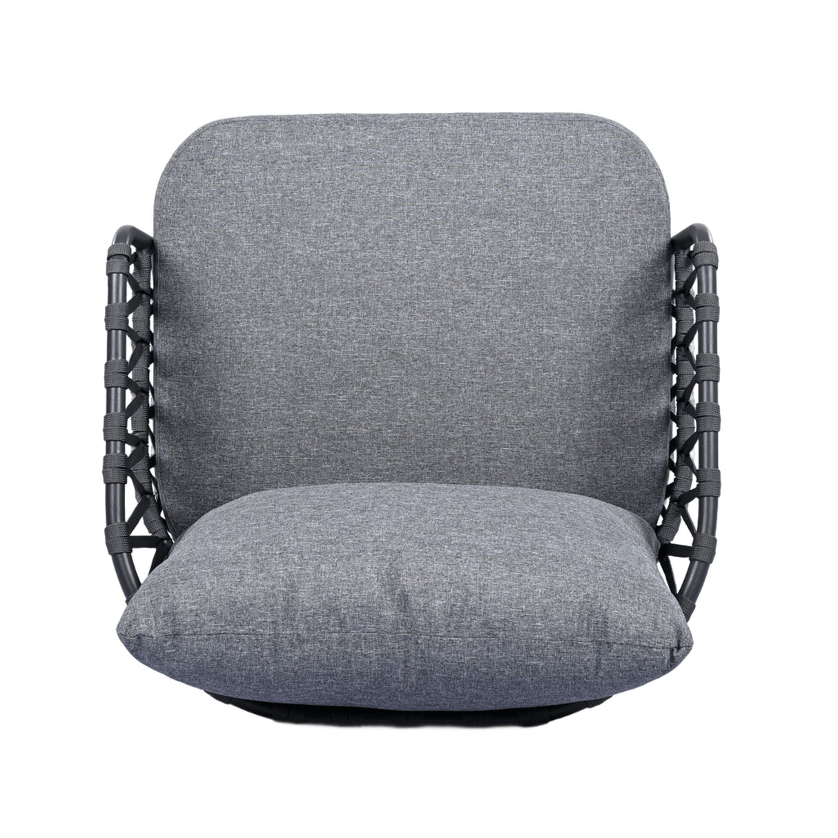 4 Piece Outdoor Patio Furniture Set, Metal Chairs With Woven Rope U Shaped Backrest