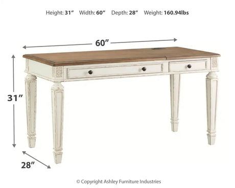 Realyn - Home Office Lift Top Desk - White / Brown - Best Buy Furniture