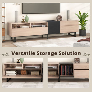 TV Stand For 80'' TV With Double Storage Space, Media Console Table With Drop Down Door