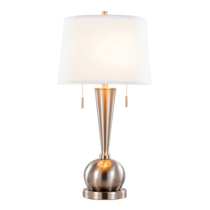 Jules - Contemporary Table Lamp Built In USB Port (Set of 2) - Nickel / White