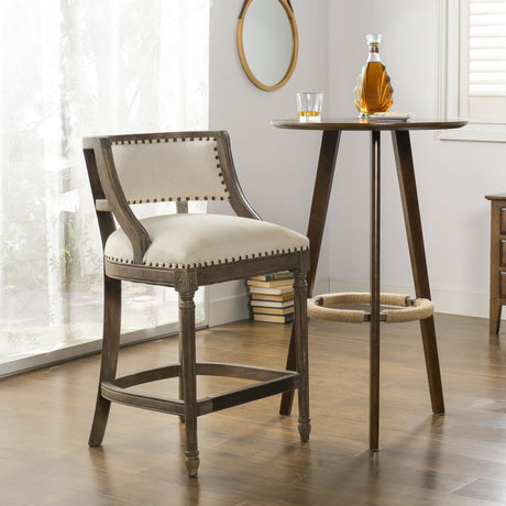 Paris 26.5' Farmhouse Counter Height Bar Stool with Backrest