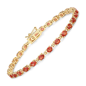 7.00 Carat Genuine Orange Sapphire 14K Yellow Gold Bracelet