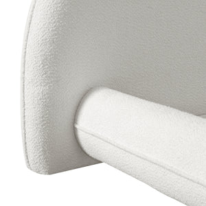 California King Size Bed Frame with Boucle Fabric and Thick Headboard