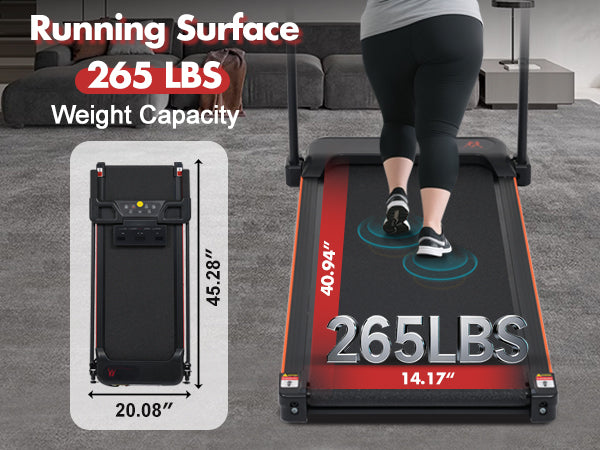 Portable Treadmill with 8% Incline and 265 lb Capacity