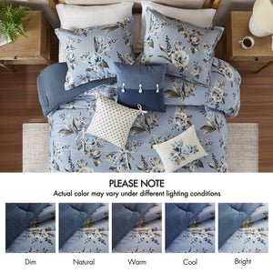 7PCS Cal King Vintage Floral Comforter Set