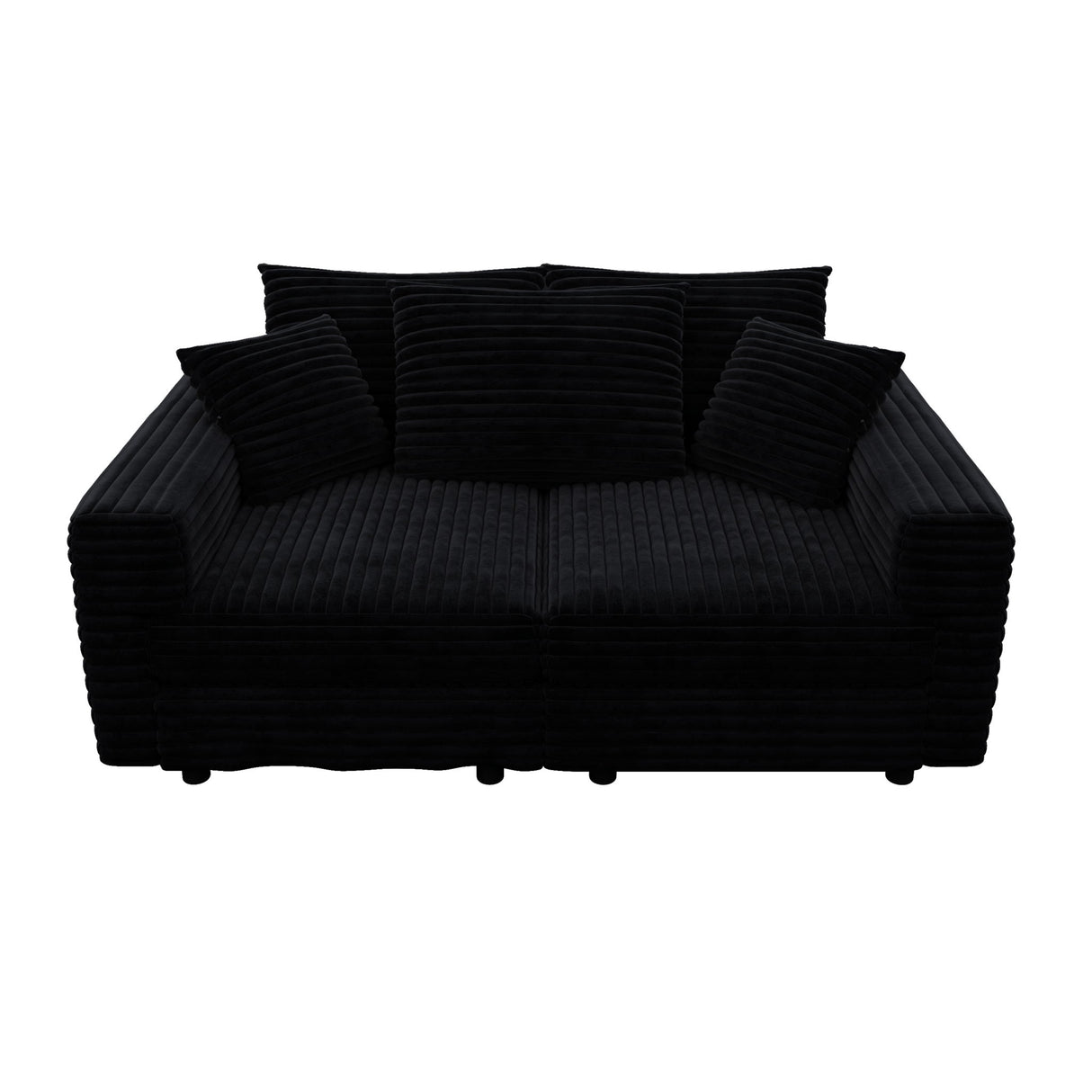 Deep Seat Convertible Sofa With Soft Pillows And Ottomans