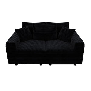 Deep Seat Convertible Sofa With Soft Pillows And Ottomans