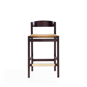 Klismos Wood Upholstered Counter Stool in Camel