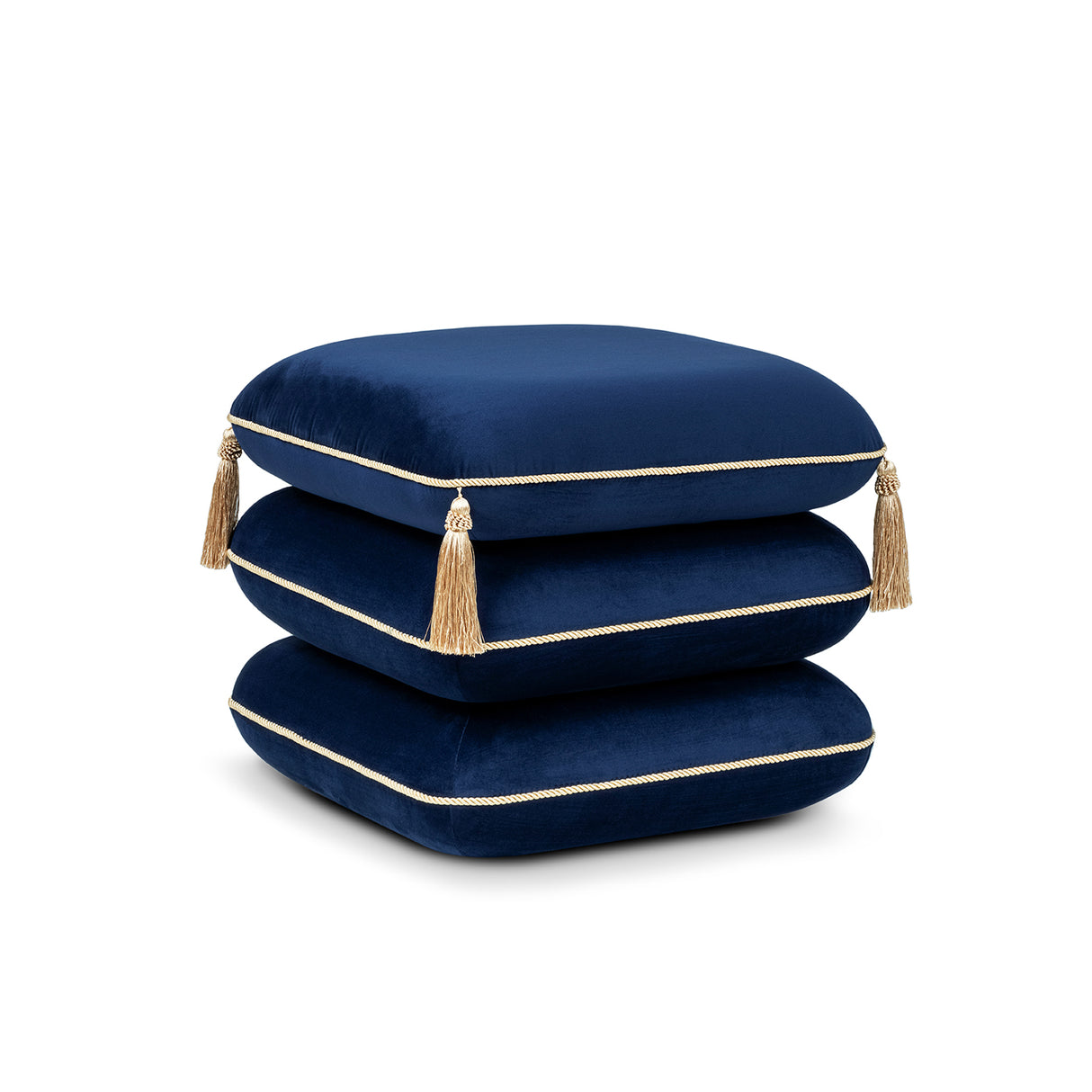 Monarch 19.5" Squared Upholstered Ottoman with Bullion Fringe